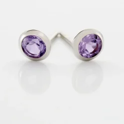 Hot Histoire d'Or Boucles D'oreilles Puces Edy Serti Clos Or Blanc Amethyste or blanc amethyste violette