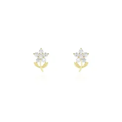 Discount Histoire d'Or Boucles D'oreilles Puces Eleanor Fleur Or Jaune Oxyde De Zirconium