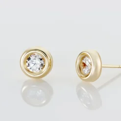 Histoire d'Or Boucles D'oreilles Puces Eden Serti Pneu Or Jaune Oxyde De Zirconium* Boucles D'Oreilles|Clous D'Oreilles