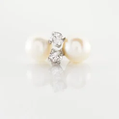 Histoire d'Or Boucles D'oreilles Puces Eolande Or Blanc Perle De Culture Et Oxyde* Boucles D'Oreilles|Clous D'Oreilles