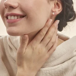 Histoire d'Or Boucles D'oreilles Puces Eolande Or Blanc Perle De Culture Et Oxyde* Boucles D'Oreilles|Clous D'Oreilles