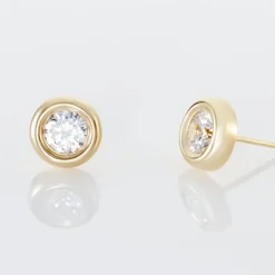 Discount Histoire d'Or Boucles D'oreilles Puces Eden Serti Pneu Or Jaune Oxyde De Zirconium