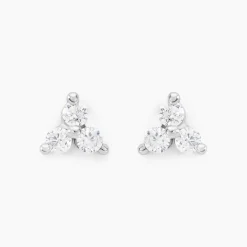 Sale Histoire d'Or Boucles D'oreilles Puces Eleanor Fleur Or Blanc Oxyde De Zirconium