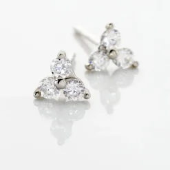 Sale Histoire d'Or Boucles D'oreilles Puces Eleanor Fleur Or Blanc Oxyde De Zirconium