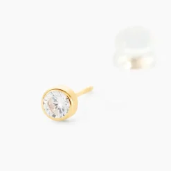 Sale Histoire d'Or Boucles D'oreilles Puces Elda Serti Clos Or Jaune Oxyde De Zirconium