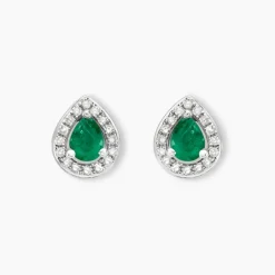 Best Histoire d'Or Boucles D'oreilles Puces Elheme Et Diamant or blanc emeraude