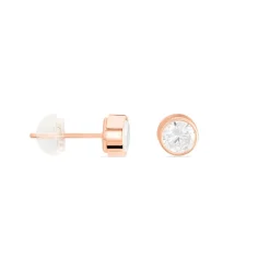 Histoire d'Or Boucles D'oreilles Puces Elda Serti Clos Or Rose Oxyde De Zirconium* Boucles D'Oreilles|Clous D'Oreilles