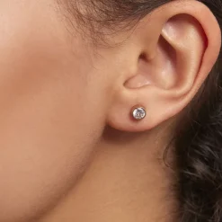 Histoire d'Or Boucles D'oreilles Puces Elda Serti Clos Or Rose Oxyde De Zirconium* Boucles D'Oreilles|Clous D'Oreilles