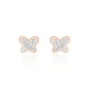 Histoire d'Or Boucles D'oreilles Puces Evaelle Papillon 0 Or Rose Strass