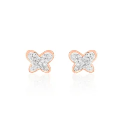Histoire d'Or Boucles D'oreilles Puces Evaelle Papillon 0 Or Rose Strass