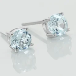 Outlet Histoire d'Or Boucles D'oreilles Puces Elea or blanc topaze bleu sky