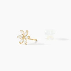 Clearance Histoire d'Or Boucles D'oreilles Puces Eleanor Fleur Or Jaune Oxyde De Zirconium
