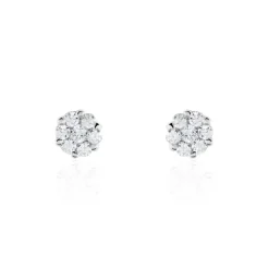 Online Histoire d'Or Boucles D'oreilles Puces Eleanor Fleur Or Blanc Oxyde De Zirconium