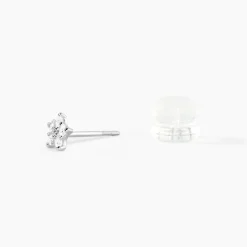 New Histoire d'Or Boucles D'oreilles Puces Elais Etoile Or Blanc Oxyde De Zirconium