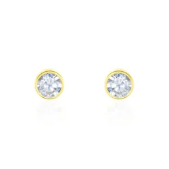 Histoire d'Or Boucles D'oreilles Puces Elda Serti Clos Or Jaune Oxyde De Zirconium