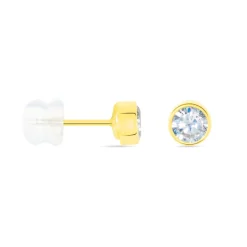 Histoire d'Or Boucles D'oreilles Puces Elda Serti Clos Or Jaune Oxyde De Zirconium