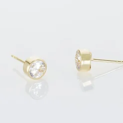 Histoire d'Or Boucles D'oreilles Puces Elda Serti Clos Or Jaune Oxyde De Zirconium