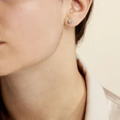 Histoire d'Or Boucles D'oreilles Puces Elda Serti Clos Or Jaune Oxyde De Zirconium