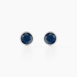 Histoire d'Or Boucles D'oreilles Puces Edy Serti Clos Or Blanc Saphir* Boucles D'Oreilles|Clous D'Oreilles