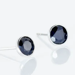 Histoire d'Or Boucles D'oreilles Puces Edy Serti Clos Or Blanc Saphir* Boucles D'Oreilles|Clous D'Oreilles