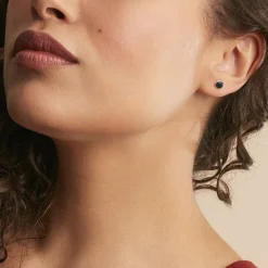 Histoire d'Or Boucles D'oreilles Puces Edy Serti Clos Or Blanc Saphir* Boucles D'Oreilles|Clous D'Oreilles