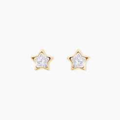 Histoire d'Or Boucles D'oreilles Puces Elais Etoile 0 Or Jaune Strass* Boucles D'Oreilles|Clous D'Oreilles