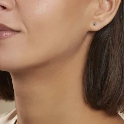 Outlet Histoire d'Or Boucles D'oreilles Puces Fidelia Boule Or Blanc