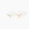 Hot Histoire d'Or Boucles D'oreilles Puces Frigga Or Jaune Perle De Culture Et Oxyde