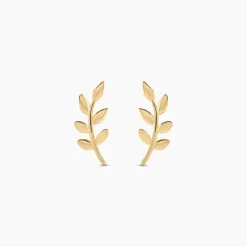 New Histoire d'Or Boucles D'oreilles Puces Foliora Or Jaune