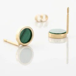 Histoire d'Or Boucles D'oreilles Puces Florica Or Jaune Malachite* Boucles D'Oreilles|Clous D'Oreilles