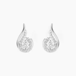 Online Histoire d'Or Boucles D'oreilles Puces Indian Drop Argent Blanc Oxyde De Zirconium
