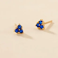 Histoire d'Or Boucles D'oreilles Puces Istoria Plaqué Or Jaune Spinelle plaqué or jaune spinelle bleu