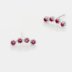 Best Histoire d'Or Boucles D'oreilles Puces Karrie Argent Blanc Oxyde De Zirconium argent blanc oxyde rouge