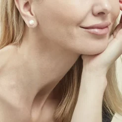 Histoire d'Or Boucles D'oreilles Puces Kesya Nacres Bouton Or Jaune Perle De Culture