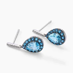Histoire d'Or Boucles D'oreilles Puces Kenzi Or Blanc Topaze Oxyde De Zirconium* Boucles D'Oreilles|Clous D'Oreilles