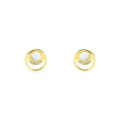 Discount Histoire d'Or Boucles D'oreilles Puces Kamilka Or Jaune Nacre Et Oxydes
