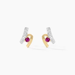 Histoire d'Or Boucles D'oreilles Puces Kirsten Or Jaune Rubis Et Diamant* Boucles D'Oreilles|Clous D'Oreilles