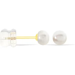 Hot Histoire d'Or Boucles D'oreilles Puces Kesya Nacres Bouton Or Jaune Perle De Culture