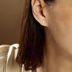 Hot Histoire d'Or Boucles D'oreilles Puces Kesya Nacres Bouton Or Jaune Perle De Culture