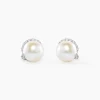 Histoire d'Or Boucles D'oreilles Puces Lucinda Or Blanc Perle De Culture Et Oxyde* Boucles D'Oreilles|Clous D'Oreilles