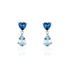 Hot Histoire d'Or Boucles D'oreilles Puces Lenuta Or Blanc Topaze Bleu Sky Topaze