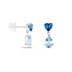Hot Histoire d'Or Boucles D'oreilles Puces Lenuta Or Blanc Topaze Bleu Sky Topaze