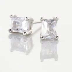 Online Histoire d'Or Boucles D'oreilles Puces Mathilda Argent Blanc Oxyde De Zirconium