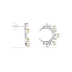 Online LAETIZIA Boucles D'oreilles Puces Moon Argent Perle D'imitation Et Oxyde
