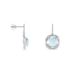 Histoire d'Or Boucles D'oreilles Puces Marie-jacqueline Or Blanc Topaze Et Diamant* Boucles D'Oreilles|Boucles D'Oreilles Pendantes
