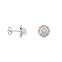 Histoire d'Or Boucles D'oreilles Puces Mathie Argent Blanc Perle De Culture Et Oxyde* Boucles D'Oreilles|Boucles D'Oreilles Fantaisie