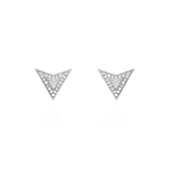 Discount Histoire d'Or Boucles D'oreilles Puces Moric Argent Blanc Oxyde De Zirconium Nacre