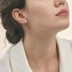 Histoire d'Or Boucles D'oreilles Puces Magnolia Or Blanc Diamant* Boucles D'Oreilles|Clous D'Oreilles