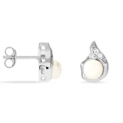Clearance Histoire d'Or Boucles D'oreilles Puces Mellie Argent Blanc Perle De Culture