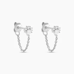 Histoire d'Or Boucles D'oreilles Puces Nimah Argent Blanc Oxyde De Zirconium